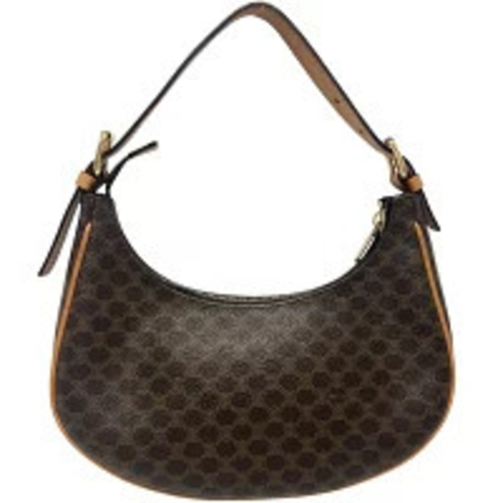 Celine Macadam One Handbag Shoulder Bag Canvas Leather Brown - Picture 1 of 7